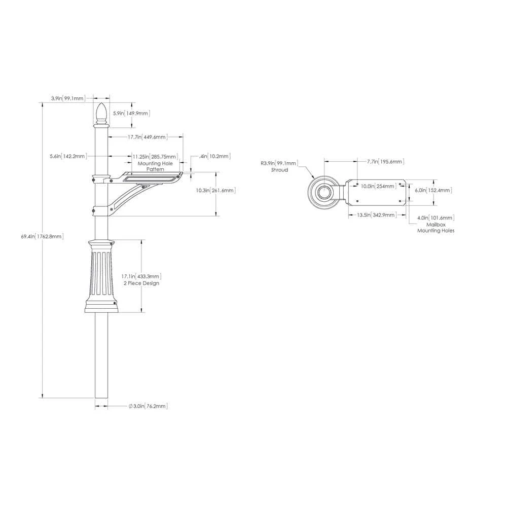 Architectural Mailboxes Hamilton Black In-Ground Steel Mailbox Post 9 Architectural Mailboxes Hamilton Black In-Ground Steel Mailbox Post - Image 7