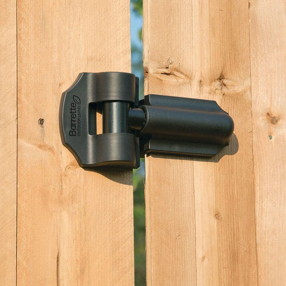 Barrette Outdoor Living 8.937 in. x 5 in. Heavy Duty Black Contemporary Gate Hinge (2-Pack) 7 Barrette Outdoor Living 8.937 in. x 5 in. Heavy Duty Black Contemporary Gate Hinge (2-Pack) - Image 5