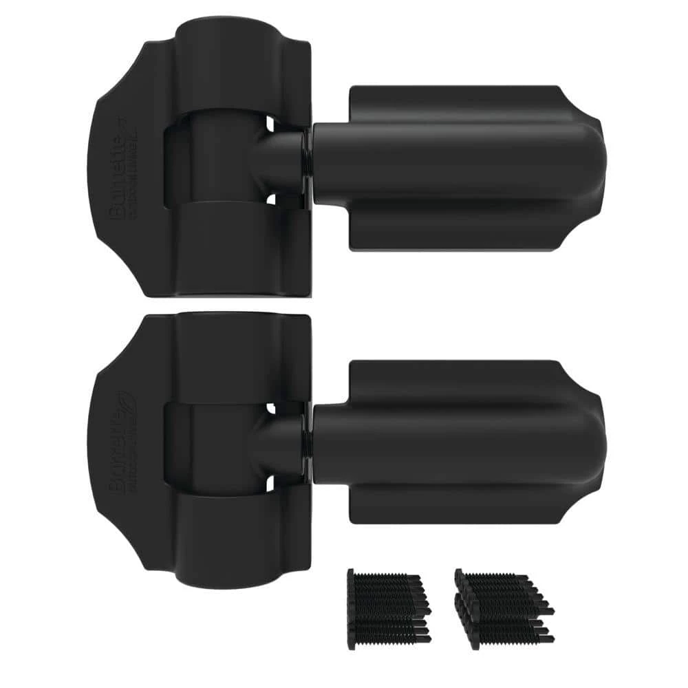 Barrette Outdoor Living 8.937 in. x 5 in. Heavy Duty Black Contemporary Gate Hinge (2-Pack) 3 Barrette Outdoor Living 8.937 in. x 5 in. Heavy Duty Black Contemporary Gate Hinge (2-Pack)