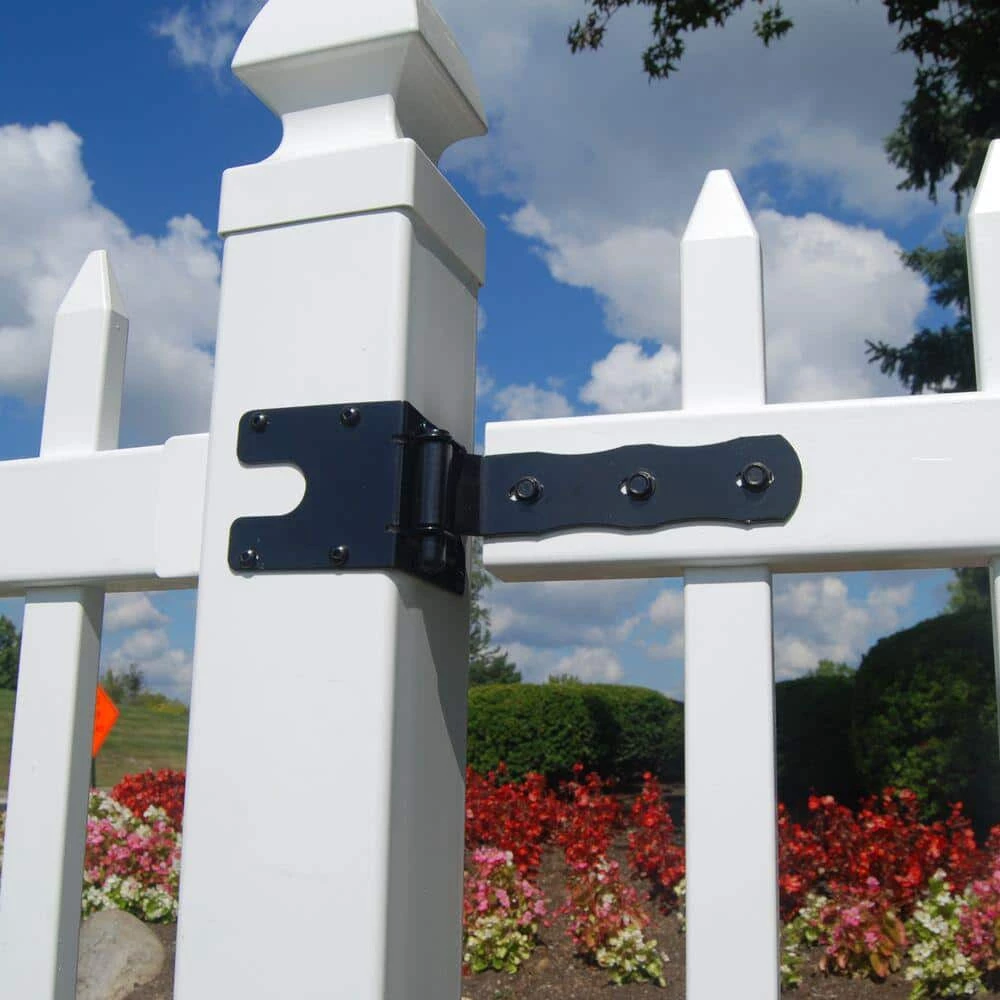 Barrette Outdoor Living 11.62 in. x 3.25 in. Black Vinyl Gate Hinge 6 Barrette Outdoor Living 11.62 in. x 3.25 in. Black Vinyl Gate Hinge - Image 4