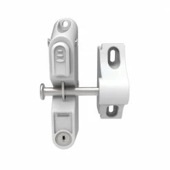Barrette Outdoor Living 3.312 in. x 5.187 in. Nylon/Stainless Steel White Locking Gravity Latch with 1-Sided Key Entry