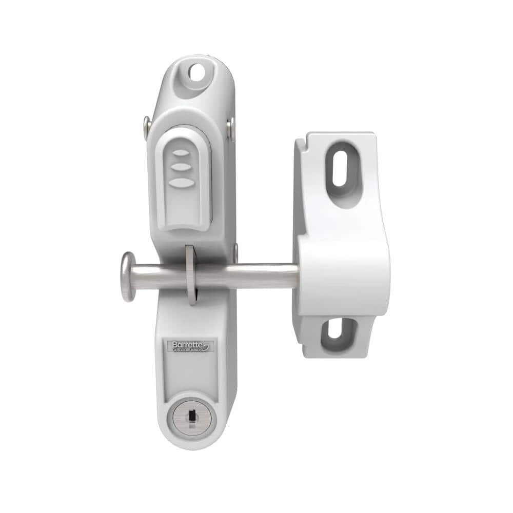 Barrette Outdoor Living 3.312 in. x 5.187 in. Nylon/Stainless Steel White Locking Gravity Latch with 1-Sided Key Entry 3 Barrette Outdoor Living 3.312 in. x 5.187 in. Nylon/Stainless Steel White Locking Gravity Latch with 1-Sided Key Entry