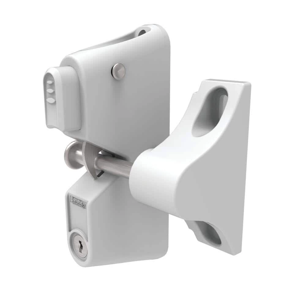 Barrette Outdoor Living 3.312 in. x 5.187 in. Nylon/Stainless Steel White Locking Gravity Latch with 1-Sided Key Entry 4 Barrette Outdoor Living 3.312 in. x 5.187 in. Nylon/Stainless Steel White Locking Gravity Latch with 1-Sided Key Entry - Image 2