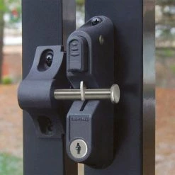 Barrette Outdoor Living 4.687 in. x 5.187 in. Black Nylon with Stainless Steel 2-Sided Key Locking Gravity Latch -GlideRite Sales Store barrette outdoor living fence gate latches slide bolts 73050187 c3 1000