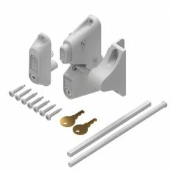Barrette Outdoor Living 4.687 in. x 5.187 in. Nylon/Stainless Steel White Locking Gravity Latch with 2-Sided Key Entry -GlideRite Sales Store barrette outdoor living fence gate latches slide bolts 73050188 4f 1000