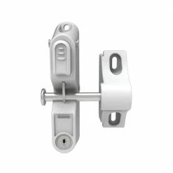GlideRite Sales Store 25 Barrette Outdoor Living 4.687 in. x 5.187 in. Nylon/Stainless Steel White Locking Gravity Latch with 2-Sided Key Entry