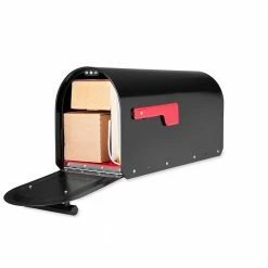 Architectural Mailboxes Sequoia Black, Large, Steel Post Mount Mailbox and Hamilton Post Combo Kit -GlideRite Sales Store black architectural mailboxes mailboxes with post 15702 1f 1000