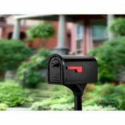Architectural Mailboxes Roxbury Black, Large Steel Post Mount Mailbox and Premium Steel Post Combo -GlideRite Sales Store blacks architectural mailboxes mailboxes with post 7980b 10 31 1000
