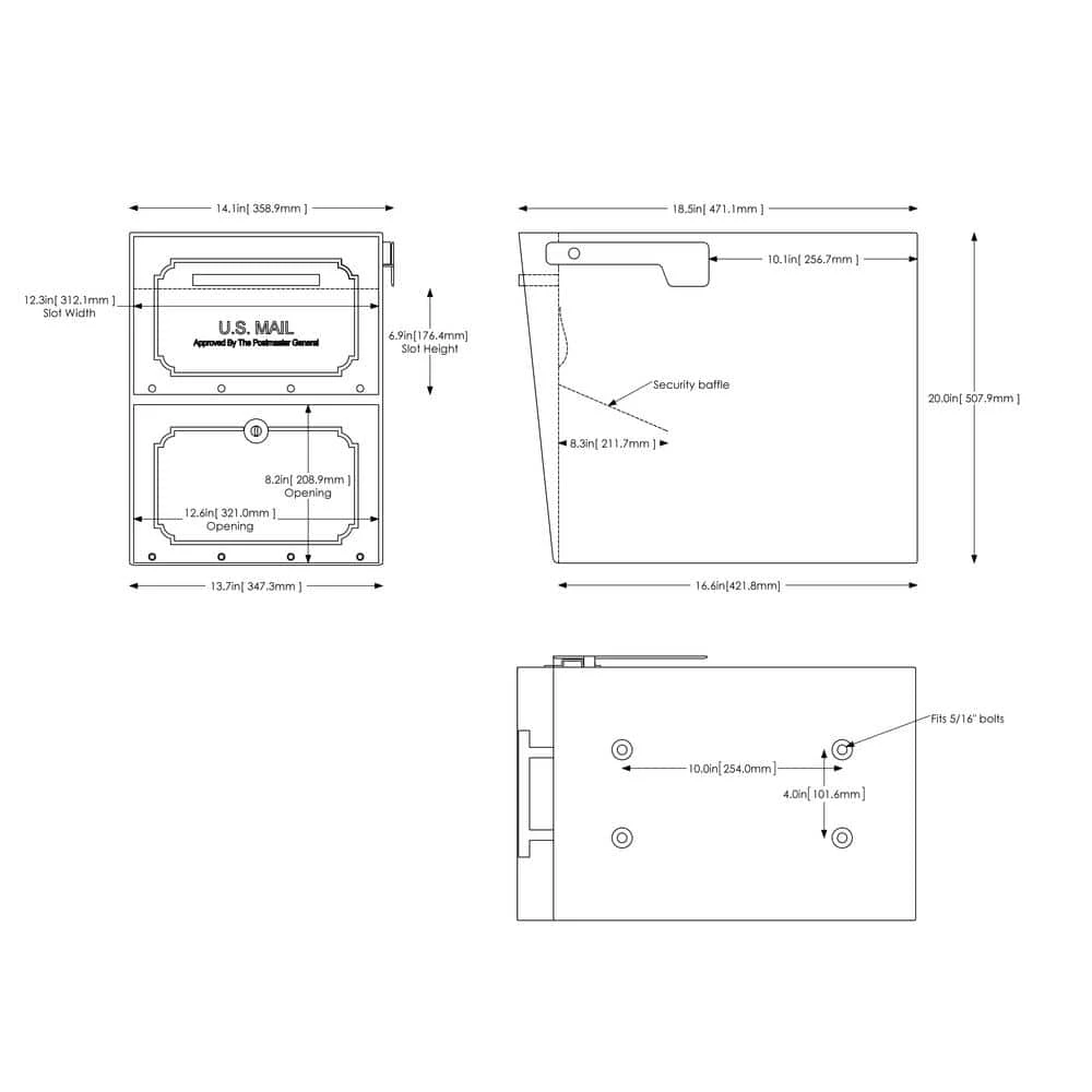 Architectural Mailboxes Oasis Black, Extra Large, Steel, Locking, Post Mount or Column Mount Mailbox with Outgoing Mail Indicator 7 Architectural Mailboxes Oasis Black, Extra Large, Steel, Locking, Post Mount or Column Mount Mailbox with Outgoing Mail Indicator - Image 5
