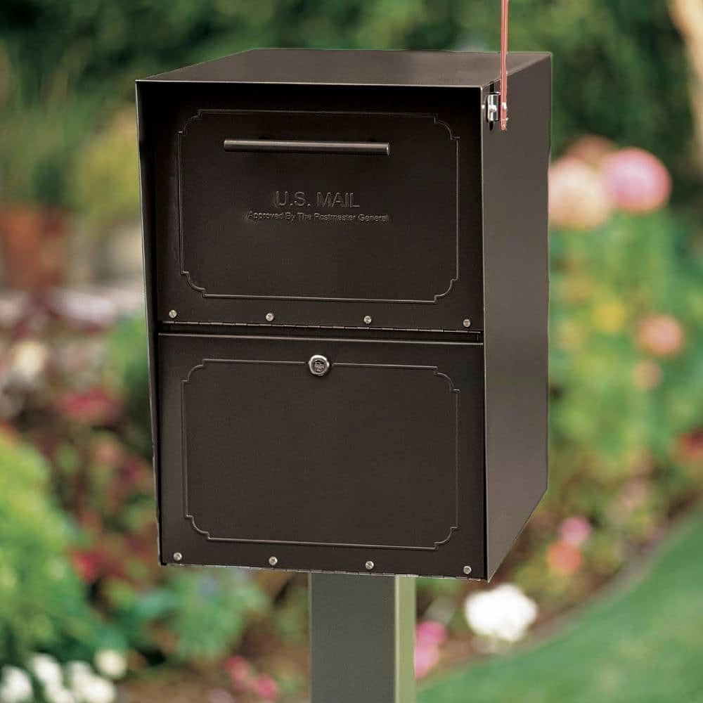 Architectural Mailboxes Oasis Black, Extra Large, Steel, Locking, Post Mount or Column Mount Mailbox with Outgoing Mail Indicator 4 Architectural Mailboxes Oasis Black, Extra Large, Steel, Locking, Post Mount or Column Mount Mailbox with Outgoing Mail Indicator - Image 2