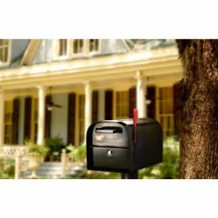 Architectural Mailboxes Oasis 360 Black, Large, Steel, Locking Parcel Mailbox with 2-Access Doors -GlideRite Sales Store blacks architectural mailboxes post mount mailboxes 6300b 10 31 1000