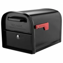 Architectural Mailboxes Oasis 360 Black, Large, Steel, Locking Parcel Mailbox with 2-Access Doors