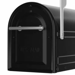 Architectural Mailboxes Boulder Black, Large, Steel, Post Mount Mailbox with Silver Handle and Flag -GlideRite Sales Store blacks architectural mailboxes post mount mailboxes 7900 7b sr 10 76 1000