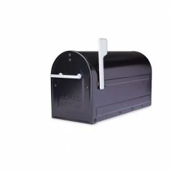 Architectural Mailboxes Boulder Black, Large, Steel, Post Mount Mailbox with Silver Handle and Flag -GlideRite Sales Store blacks architectural mailboxes post mount mailboxes 7900 7b sr 10 c3 1000