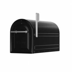 Architectural Mailboxes Boulder Black, Large, Steel, Post Mount Mailbox with Silver Handle and Flag -GlideRite Sales Store blacks architectural mailboxes post mount mailboxes 7900 7b sr 10 fa 1000