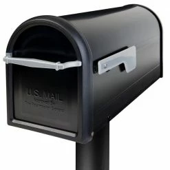 Architectural Mailboxes Chadwick Black, Medium, Steel, Post Mount Mailbox with Nickel Handle and Flag -GlideRite Sales Store blacks architectural mailboxes post mount mailboxes 8950b 10 1f 1000