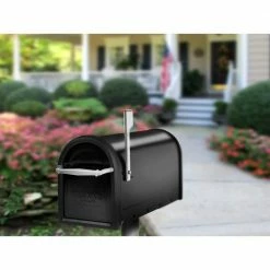 Architectural Mailboxes Chadwick Black, Medium, Steel, Post Mount Mailbox with Nickel Handle and Flag -GlideRite Sales Store blacks architectural mailboxes post mount mailboxes 8950b 10 31 1000