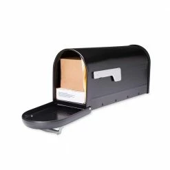 Architectural Mailboxes Chadwick Black, Medium, Steel, Post Mount Mailbox with Nickel Handle and Flag -GlideRite Sales Store blacks architectural mailboxes post mount mailboxes 8950b 10 d4 1000