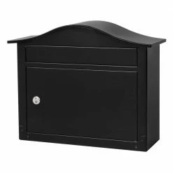 Architectural Mailboxes Saratoga Black, Medium, Steel, Locking Wall Mount Mailbox