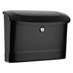 Architectural Mailboxes Princeton Black, Medium, Steel, Locking Wall Mount Mailbox