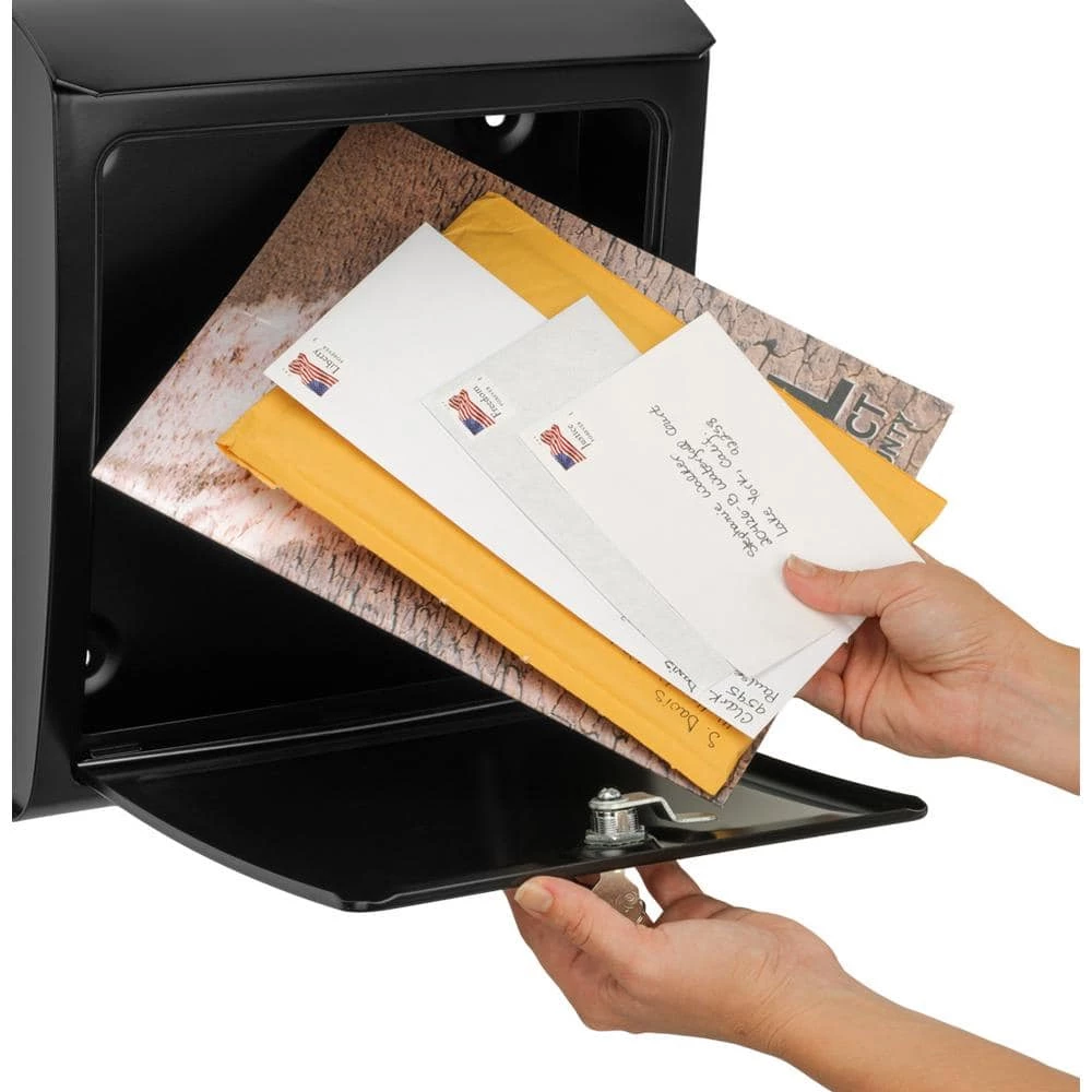 Architectural Mailboxes Sienna Black, Medium, Steel, Locking Wall Mount Mailbox 4 Architectural Mailboxes Sienna Black, Medium, Steel, Locking Wall Mount Mailbox - Image 2