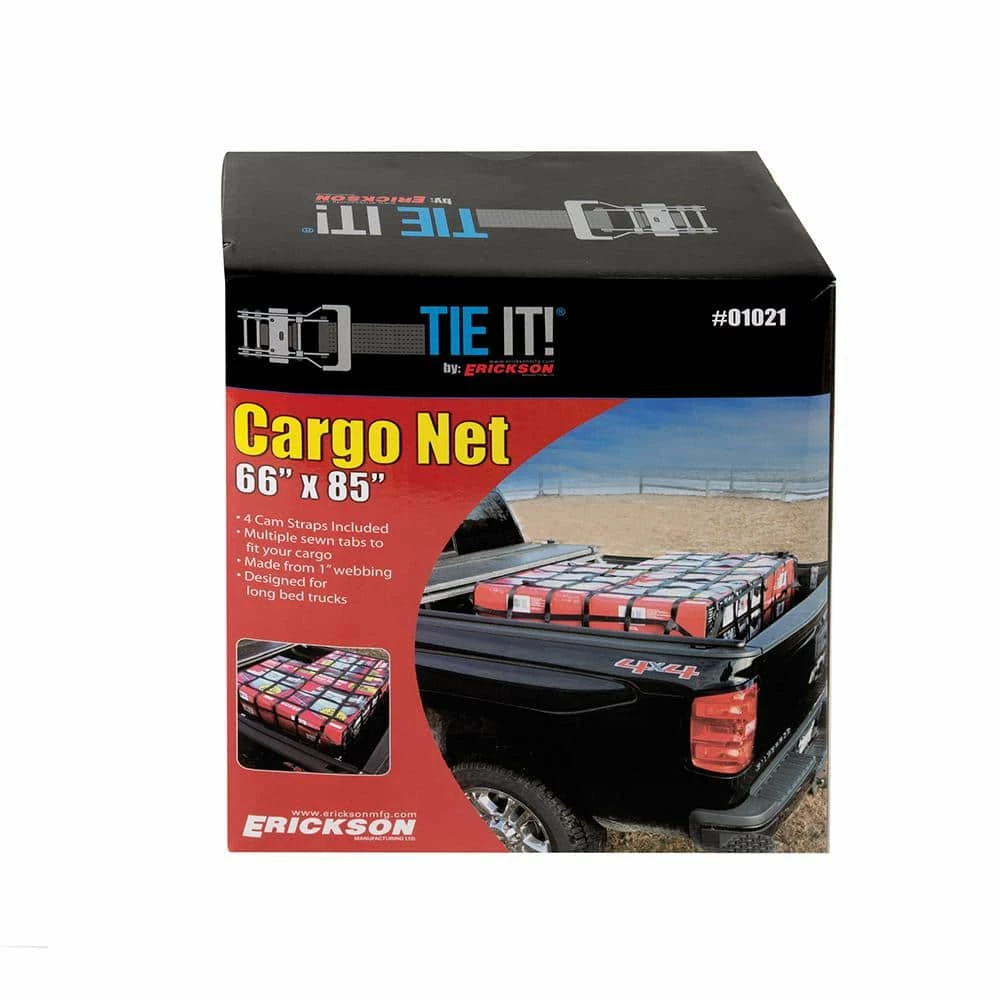 Erickson 66 in. x 85 in. Pick-Up Cargo Net with 4 Cam Straps Rope 2 Erickson 66 in. x 85 in. Pick-Up Cargo Net with 4 Cam Straps Rope