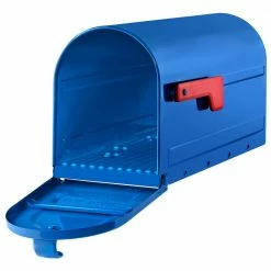 Architectural Mailboxes MB1 Blue, Medium, Steel, Post Mount Mailbox -GlideRite Sales Store blues architectural mailboxes post mount mailboxes 7600be 44 1000