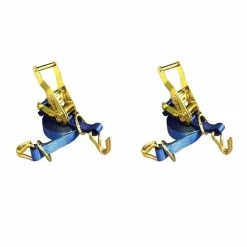 EVEREST 1 in. x 16 ft. Ratchet Tie-Down Strap with 3000 lbs. D-Ring Hook (2-Pack)