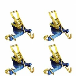 EVEREST 1 in. x 16 ft. Ratchet Tie-Down Strap with 3000 lbs. D-Ring Hook (4-Pack)