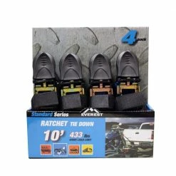 EVEREST 1 in. x 10 ft. 1299 lbs. Tie-Down Strap, Kayak Tie Down, Motorcycle Tie Down (4-Pack)