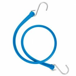 The Perfect Bungee 31 in. Polyurethane Bungee Strap with Galvanized S-Hooks (Overall Length: 36 in.) in Blue