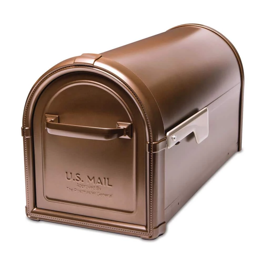 Architectural Mailboxes Hillsborough Copper, Large, Steel, Post Mount Mailbox with Silver Flag 3 Architectural Mailboxes Hillsborough Copper, Large, Steel, Post Mount Mailbox with Silver Flag