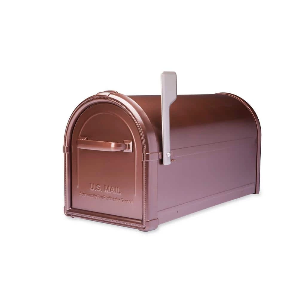 Architectural Mailboxes Hillsborough Copper, Large, Steel, Post Mount Mailbox with Silver Flag 6 Architectural Mailboxes Hillsborough Copper, Large, Steel, Post Mount Mailbox with Silver Flag - Image 4