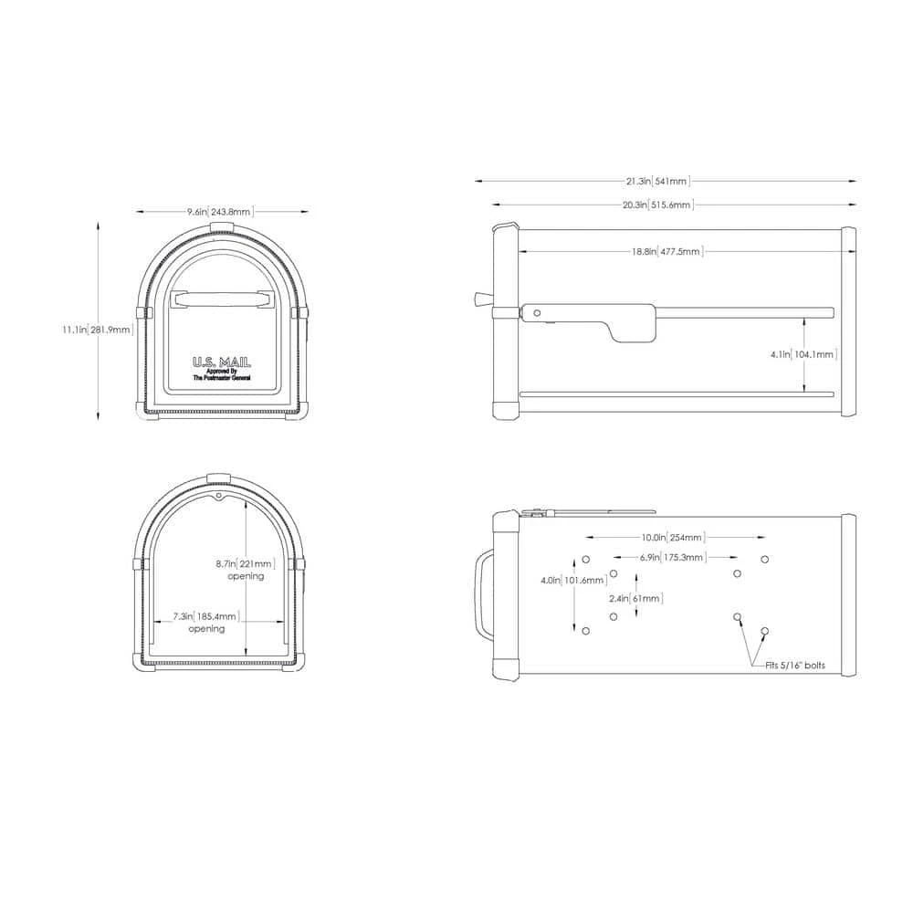 Architectural Mailboxes Hillsborough Copper, Large, Steel, Post Mount Mailbox with Silver Flag 10 Architectural Mailboxes Hillsborough Copper, Large, Steel, Post Mount Mailbox with Silver Flag - Image 8