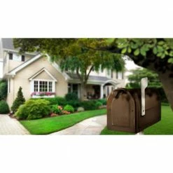 Architectural Mailboxes MB1 Rubbed Bronze, Medium, Steel Post Mount Mailbox with Silver Flag -GlideRite Sales Store browns tans architectural mailboxes post mount mailboxes 7600rz 10 fa 1000