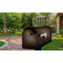 Architectural Mailboxes Winston Rubbed Bronze, Large, Steel, Post Mount Mailbox with Nickel Flag -GlideRite Sales Store browns tans architectural mailboxes post mount mailboxes 8830rz 10 44 1000