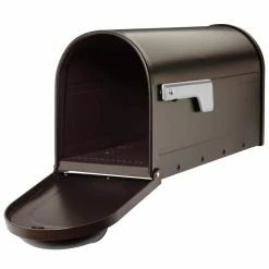 Architectural Mailboxes Winston Rubbed Bronze, Large, Steel, Post Mount Mailbox with Nickel Flag -GlideRite Sales Store browns tans architectural mailboxes post mount mailboxes 8830rz 10 77 1000