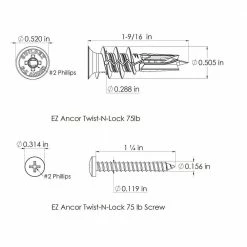 E-Z Ancor Twist-N-Lock 75 lbs. Medium Duty Drywall Anchors (50-Pack) -GlideRite Sales Store e z ancor hollow wall anchors 25310 31 1000