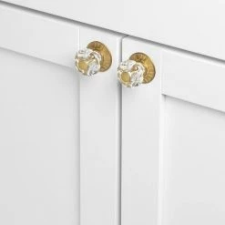 GlideRite 1-1/4 in. Satin Gold Clear Acrylic Melon Cabinet Drawer Knobs with Backplate (10-Pack) -GlideRite Sales Store gliderite cabinet knobs 235140 sg 10 4f 1000