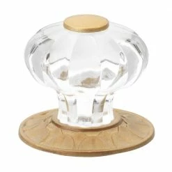 GlideRite 1-1/4 in. Satin Gold Clear Acrylic Melon Cabinet Drawer Knobs with Backplate (10-Pack)