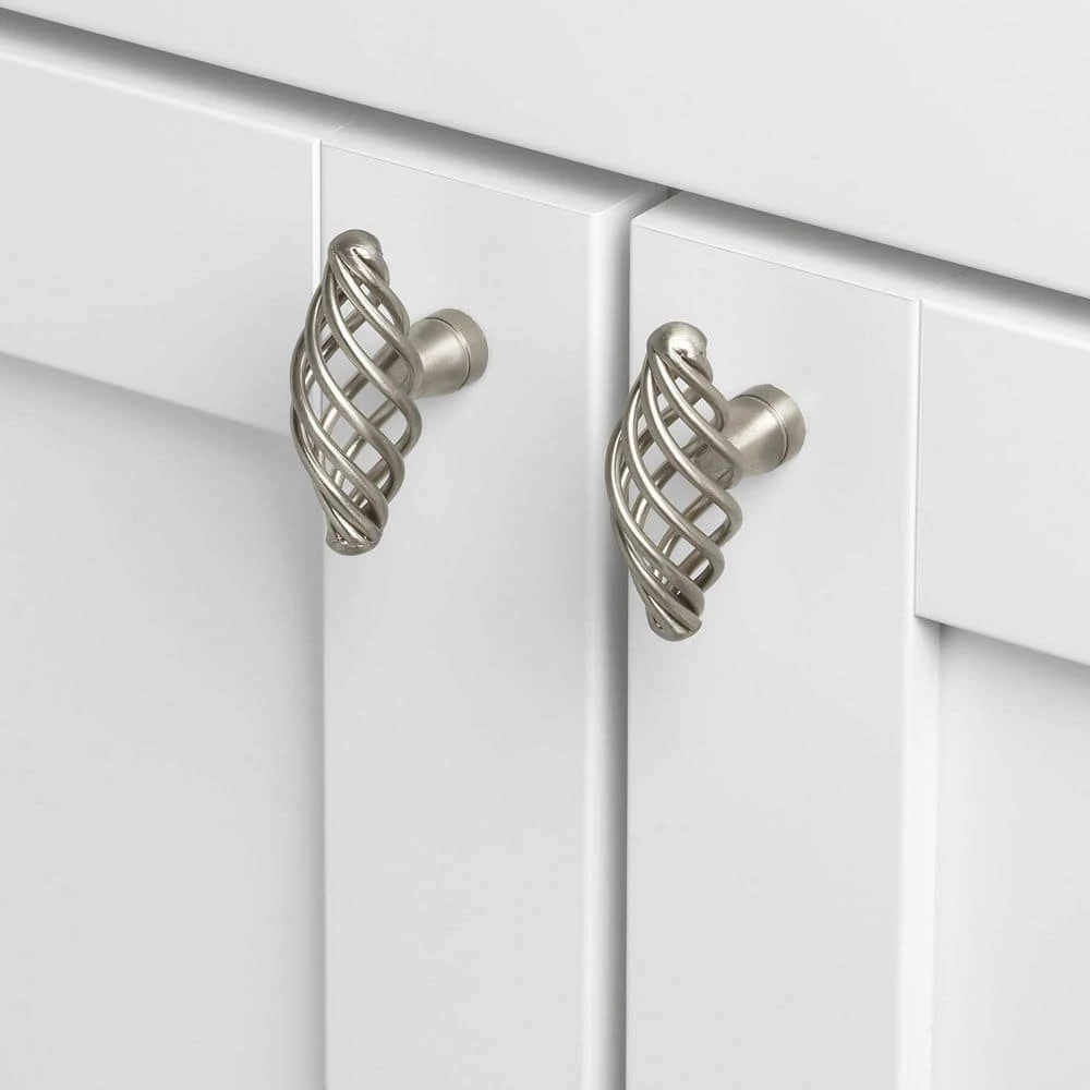 GlideRite 2 in. Dia Long Satin Nickel Oval Birdcage Cabinet Knob (10-Pack) 5 GlideRite 2 in. Dia Long Satin Nickel Oval Birdcage Cabinet Knob (10-Pack) - Image 3