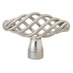 GlideRite 2 in. Dia Long Satin Nickel Oval Birdcage Cabinet Knob (10-Pack)
