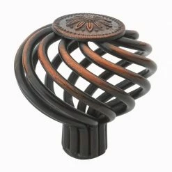 GlideRite 1-1/2 in. Dia Rustic Bronze Round Flower Birdcage Cabinet Knobs (10-Pack)
