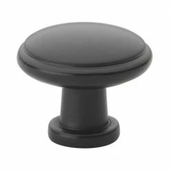 GlideRite 1-1/8 in. Dia Matte Black Round Ring Cabinet Knob (10-Pack)