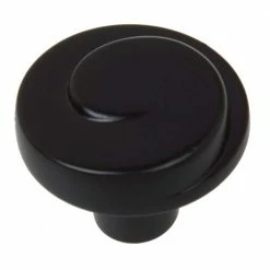 GlideRite 1-1/8 in. Dia Matte Black Classic Wave Cabinet Knob (10-Pack)