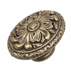GlideRite 2 in. Dia Antique Brass Old World Ornate Oval Cabinet Knob (10-Pack)