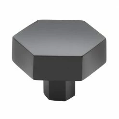 GlideRite 1-1/2 in. Matte Black Solid Hexagon Cabinet Drawer Knobs (10-Pack)