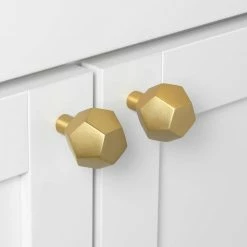 GlideRite 1-1/2 in. Satin Gold Solid Faceted Cabinet Drawer Knobs (10-Pack) -GlideRite Sales Store gliderite cabinet knobs 5826 sg 10 4f 1000