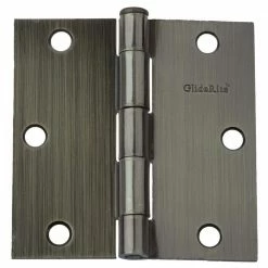 GlideRite 3-1/2 in. Steel Antique Brass Steel Door Hinges Square Radius with Screws (12-Pack)