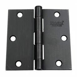 GlideRite 3-1/2 in. Oil Rubbed Bronze Steel Door Hinges Square Radius with Screws (12-Pack)